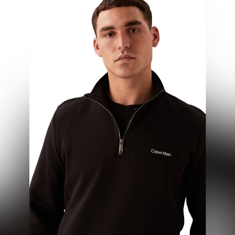 Calvin Klein Men's Black Half-Zip Pullover Sweater - Picture 2 of 8